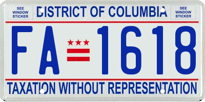 DC license plate FA1618