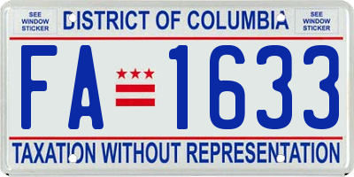 DC license plate FA1633