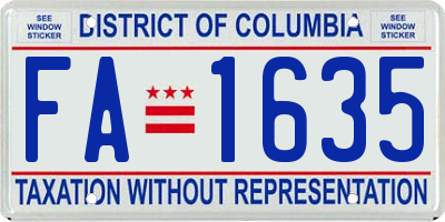 DC license plate FA1635