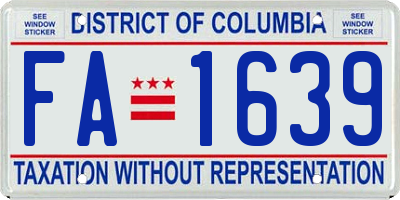 DC license plate FA1639