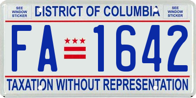 DC license plate FA1642