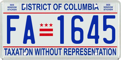 DC license plate FA1645