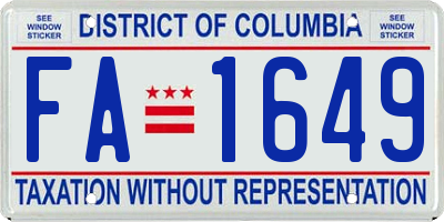 DC license plate FA1649