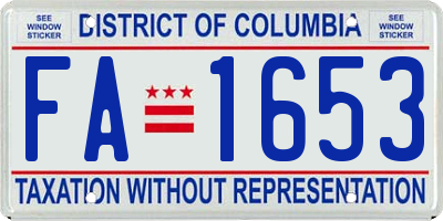 DC license plate FA1653