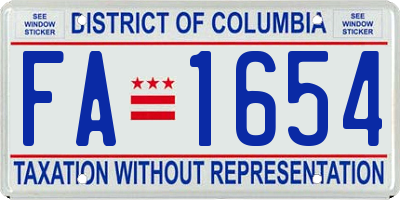 DC license plate FA1654