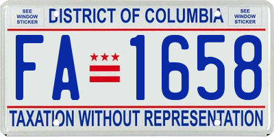 DC license plate FA1658