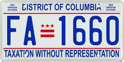 DC license plate FA1660