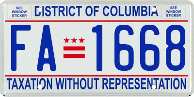 DC license plate FA1668