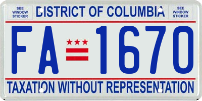 DC license plate FA1670