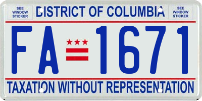 DC license plate FA1671