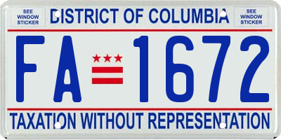 DC license plate FA1672