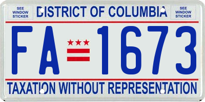 DC license plate FA1673