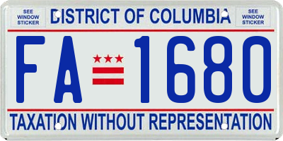 DC license plate FA1680