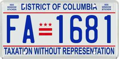 DC license plate FA1681