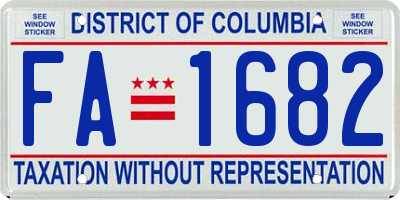 DC license plate FA1682