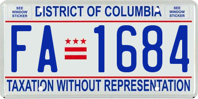 DC license plate FA1684