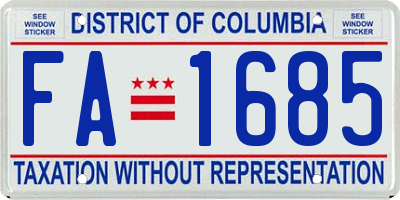 DC license plate FA1685