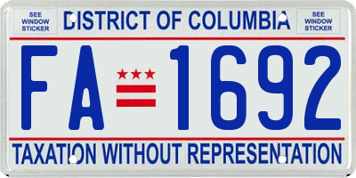 DC license plate FA1692