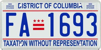 DC license plate FA1693