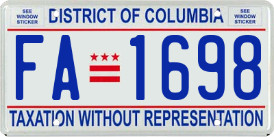 DC license plate FA1698