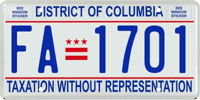 DC license plate FA1701