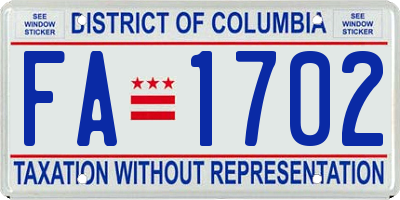 DC license plate FA1702