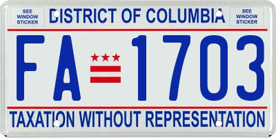 DC license plate FA1703