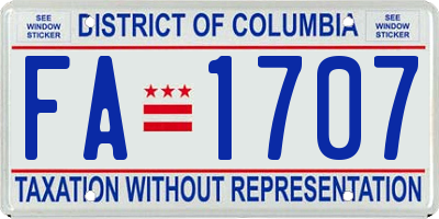 DC license plate FA1707