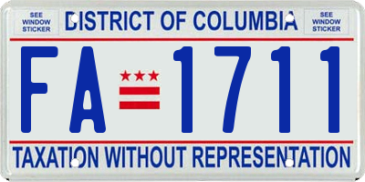 DC license plate FA1711