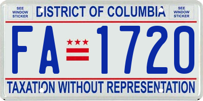 DC license plate FA1720