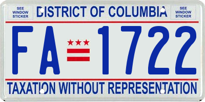 DC license plate FA1722