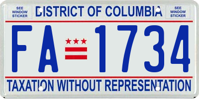 DC license plate FA1734