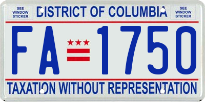 DC license plate FA1750