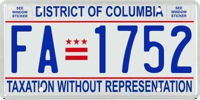 DC license plate FA1752