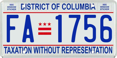 DC license plate FA1756