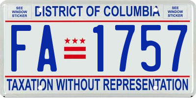 DC license plate FA1757