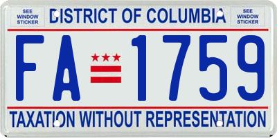 DC license plate FA1759