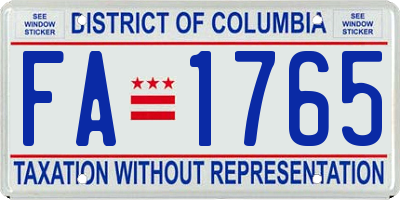 DC license plate FA1765