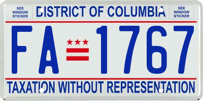 DC license plate FA1767