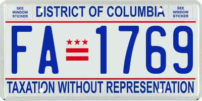 DC license plate FA1769