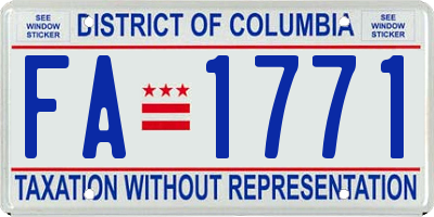 DC license plate FA1771