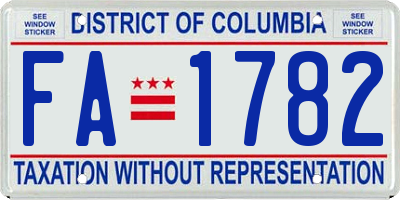 DC license plate FA1782