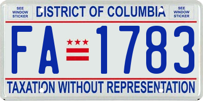 DC license plate FA1783