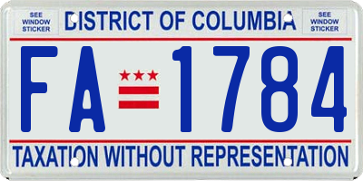 DC license plate FA1784