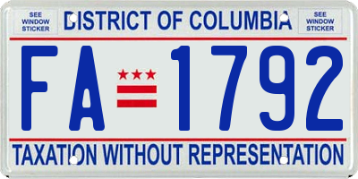 DC license plate FA1792