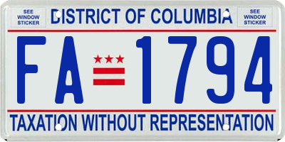 DC license plate FA1794