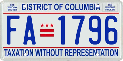 DC license plate FA1796