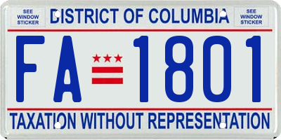 DC license plate FA1801