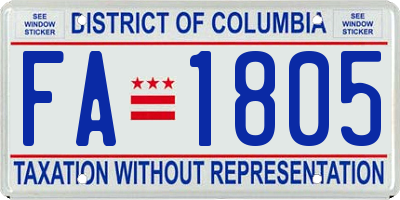 DC license plate FA1805