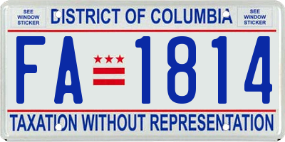 DC license plate FA1814